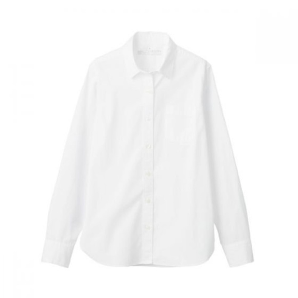 WOMEN COTTON COTTON WASHED BROAD WHITE SHIRT